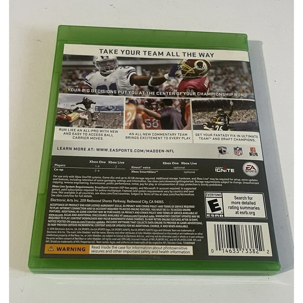 Madden NFL 17 Microsoft Xbox ONE‎ 2016 No Manual